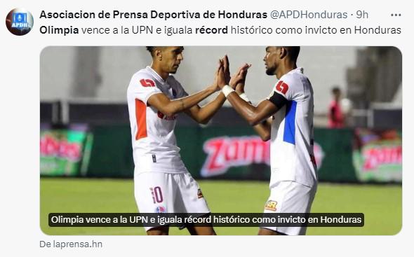 Lo que dice la prensa de Honduras del Olimpia y el impresionante récord que igualó: “De época e incomparable”