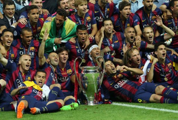 La celebración del Barcelona campeón de la Champions League