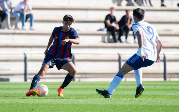 La sub-19 del FC Barcelona frente al Zaragoza, equipo donde milita Yohanner Ruiz.
