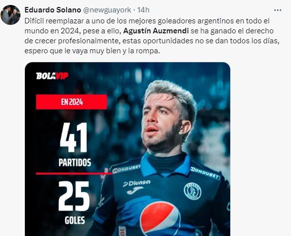 Lo que dicen los periodistas hondureños sobre la salida de Agustín Auzmendi y en Argentina ya hablan de él