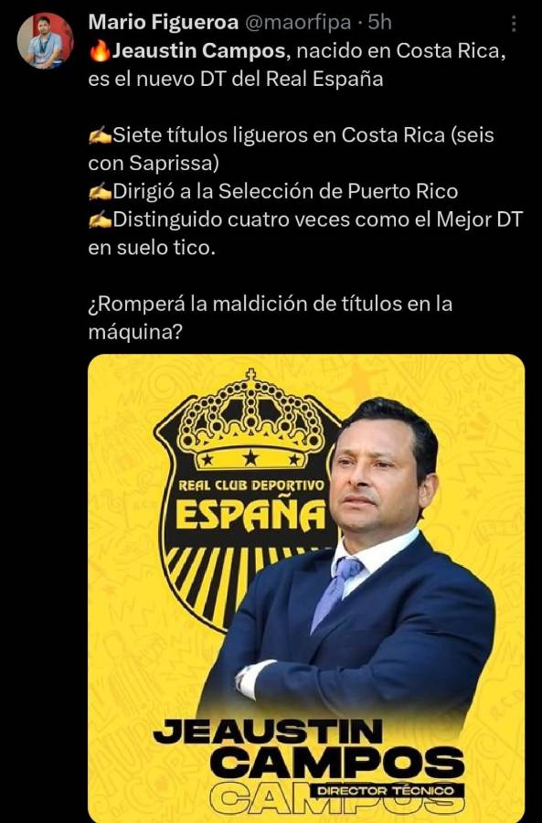 “Un multicampeón”, Prensa tica y hondureña destaca fichaje de Jeaustin Campos por el Real España de la Liga Nacional
