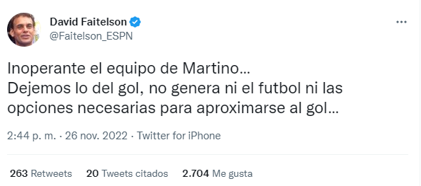 ¡Les dio con todo! Los fulminantes mensajes de David Faitelson por la derrota que sufrió México ante Argentina en el Mundial