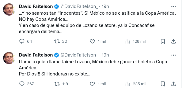 Los tuits de David Faitelson sobre el Honduras vs México.
