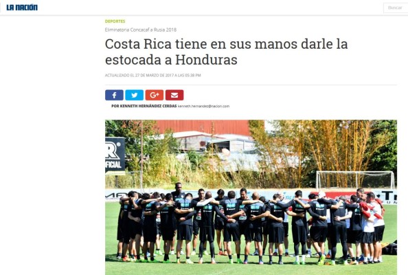 Lo que la prensa de Costa Rica habla previo al juego ante Honduras