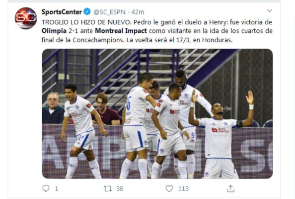 'Ruge y hace historia': Prensa internacional habla del triunfo de Olimpia sobre Impact Montreal