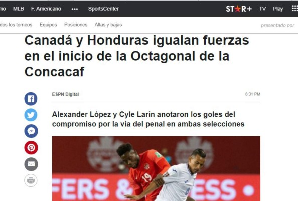 ¡Lamento canadiense! Lo que dice la prensa internacional tras el empate de Honduras ante Canadá en Toronto