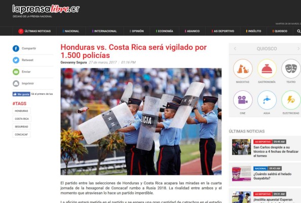 Lo que la prensa de Costa Rica habla previo al juego ante Honduras