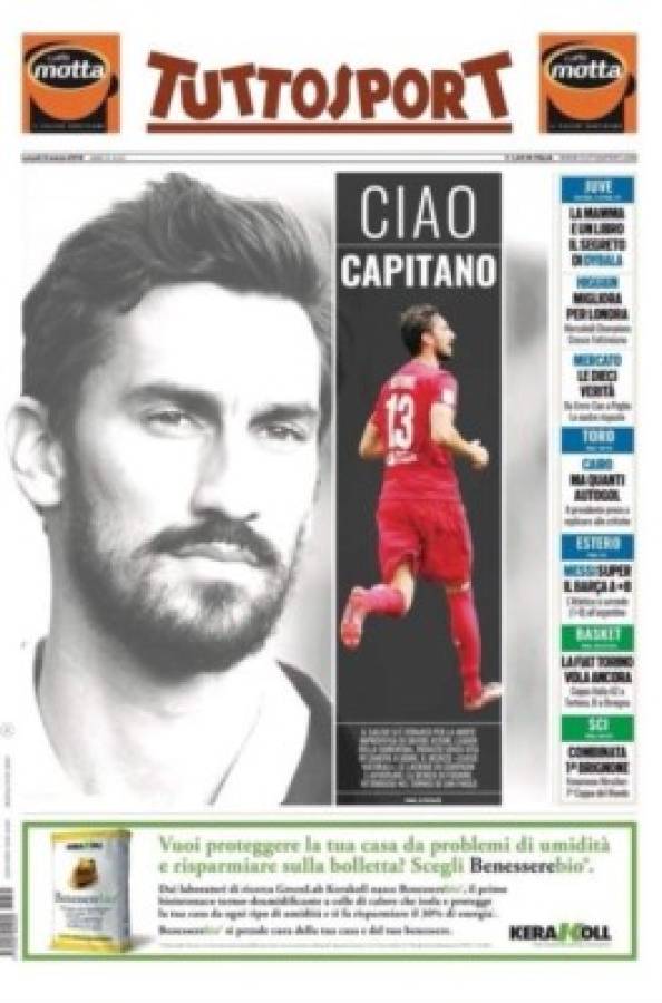 Así amanecieron los diarios en Italia tras la trágica muerte de Davide Astori