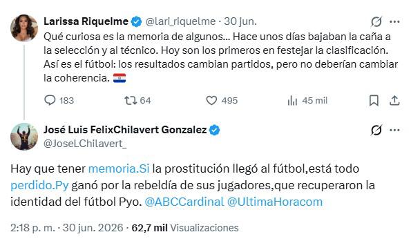 Chilavert cruzó a Larissa Riquelme: durísima frase contra la 'Novia del Mundial'
