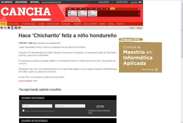 Gesto de Chicharito Hernández en Honduras le dio la vuelta a México