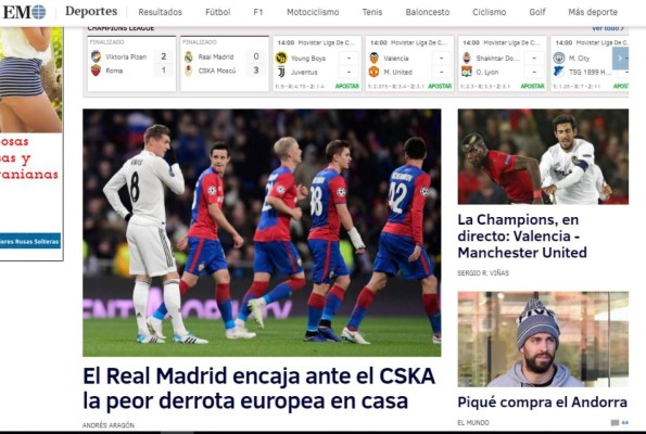 'Indigno y ridículo': Prensa mundial no perdona a Real Madrid por derrota ante ante CSKA