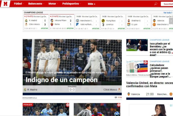 'Indigno y ridículo': Prensa mundial no perdona a Real Madrid por derrota ante ante CSKA