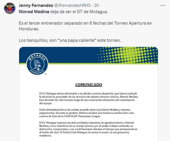 Lo que dicen los periodistas hondureños sobre el despido de Ninrod Medina en Motagua: “Nunca fue el DT que ocupaban”