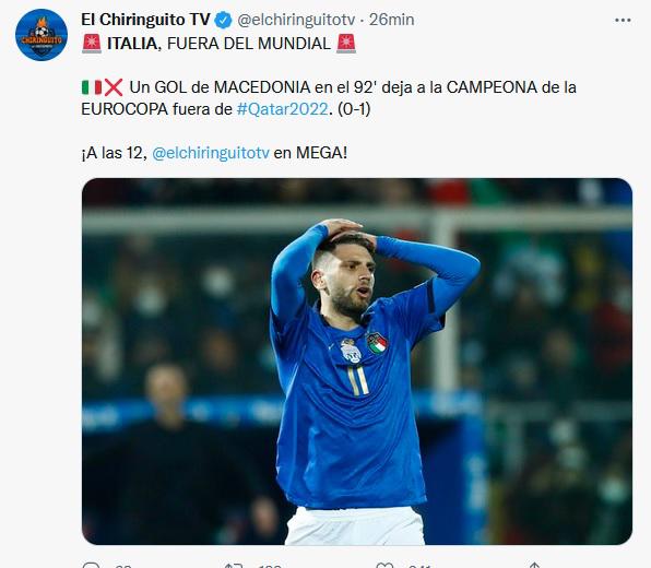 “Otro desastre” y “tragedia”: Lo que dice la prensa mundial tras el nuevo fracaso de Italia, afuera de Qatar 2022