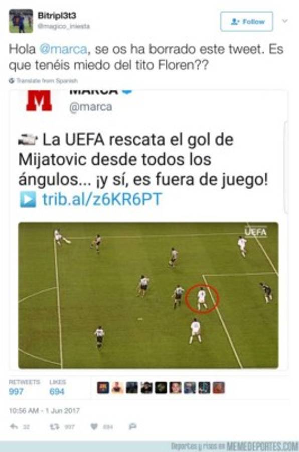 Duros memes acribillan a Barcelona y Cristiano previo a la final en Cardiff