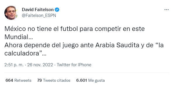 ¡Les dio con todo! Los fulminantes mensajes de David Faitelson por la derrota que sufrió México ante Argentina en el Mundial
