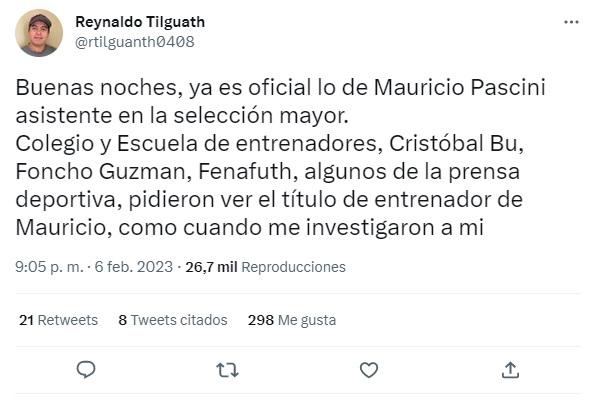Periodistas y exjugadores se pronuncian sobre el nombramiento de Mauricio Pacini en la Selección Nacional
