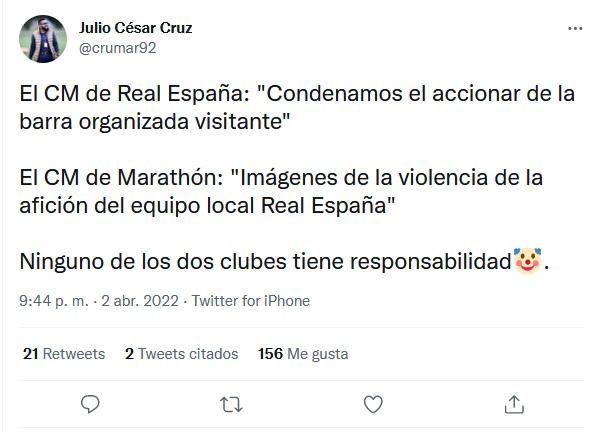 “Terrible” y “clásico manchado”: La prensa internacional y periodistas sobre los incidentes en el Real España-Marathón