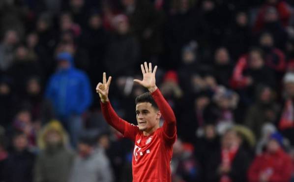 Bayern Munich's Brazilian midfielder Philippe Coutinho reacts after his third goal for Munich during the German first division Bundesliga football match Bayern Munich v Werder Bremen in Munich on December 14, 2019. (Photo by Christof STACHE / AFP) / DFL REGULATIONS PROHIBIT ANY USE OF PHOTOGRAPHS AS IMAGE SEQUENCES AND/OR QUASI-VIDEO