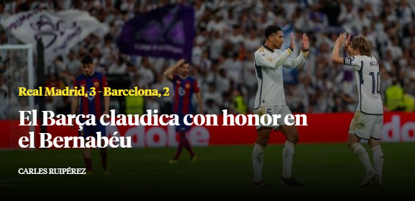 La prensa reacciona luego del triunfo del Real Madrid en el Clásico: “Barcelona alcanza un nuevo nadaplete”