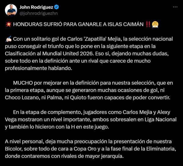 MisterChip, prensa nacional y extranjera cuestionan a Honduras tras vencer a Islas Caimán: el Mundial está lejos