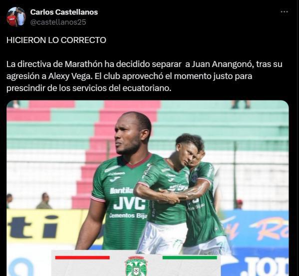 Prensa deportiva se pronuncia tras la salida de Anangonó del Marathón: una determinación muy acertada