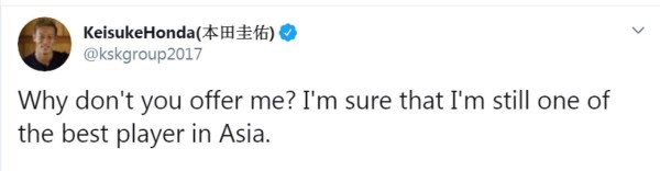 El 'martirio' que vive Keisuke Honda, la figura que busca trabajo en redes sociales