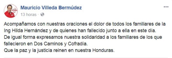 Los personajes que se solidarizan con JOH por la muerte de Hilda Hernández