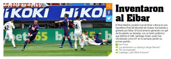 ''Bochorno'', así se come la prensa al Real Madrid tras recibir paliza del Eibar