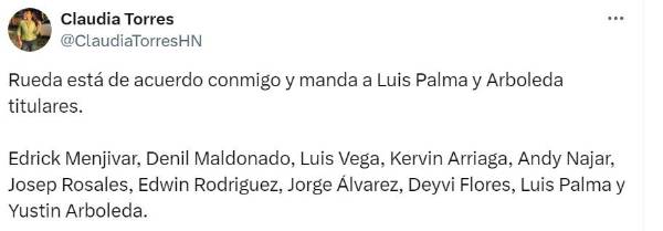 Claudia Torres, periodista de DIEZ, sobre la alineación presentada por Honduras.