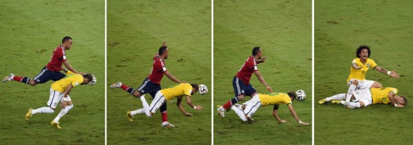 La trágica lesión de Neymar en imágenes.