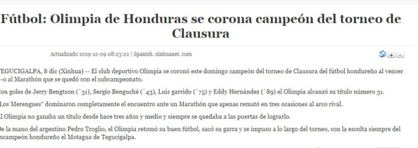 Reconocidos medios internacionales destacan título de Pedro Troglio en Honduras con Olimpia