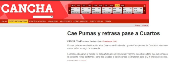 'Suspenso y se ahoga el grito': Así tituló la prensa mexicana derrota de Pumas ante Honduras