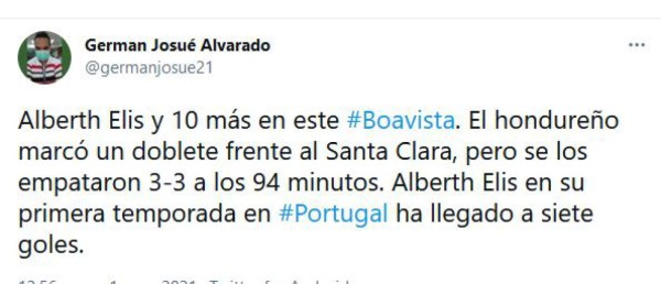 En medios y redes: Lo que dicen del doblete de Alberth Elis en empate de Boavista ante Santa Clara