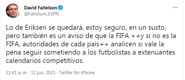 Los mensajes luego de que Eriksen cayera fulminado en pleno partido de la Euro: ¡No, por Dios!