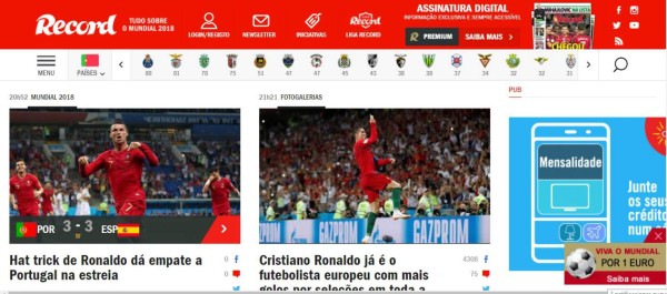 Prensa mundial se rinde a Cristiano Ronaldo tras maravilloso debut en Rusia 2018