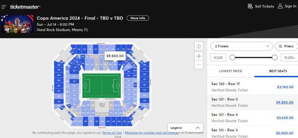Elevados precios para ver la final de la Copa América 2024 en Miami.