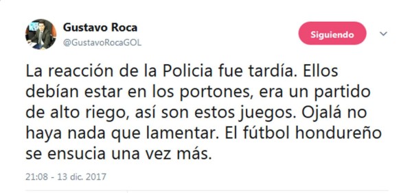 Periodistas y gente del deporte, lanzan duras críticas tras el suceso del Morazán