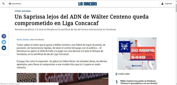 Medios ticos sobre triunfo de Olimpia a Saprissa: Al León catracho le encanta el paté