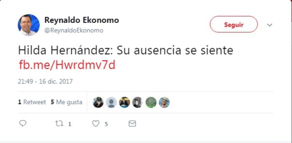 Los personajes que se solidarizan con JOH por la muerte de Hilda Hernández