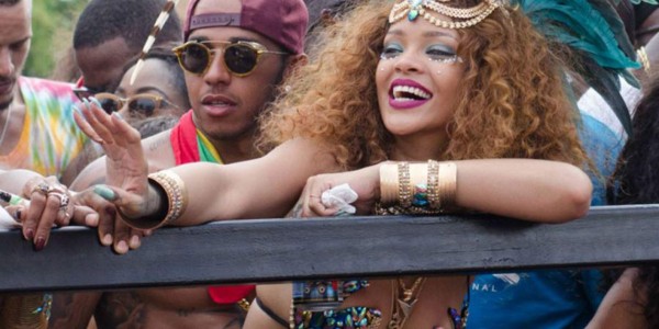 Lewis Hamilton y Rihanna disfrutaron en el carnaval de Barbados
