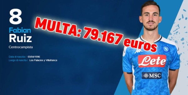 Se filtran las multas a los jugadores del Napoli y Chucky Lozano entre los más afectados