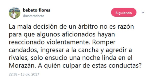 Periodistas y gente del deporte, lanzan duras críticas tras el suceso del Morazán