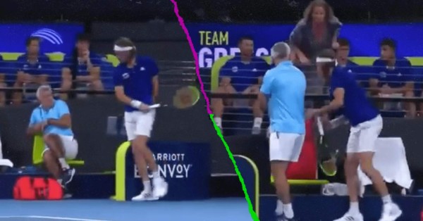 Nunca antes visto: Tenista griego revienta su raqueta, golpea a su papá y su madre lo regaña