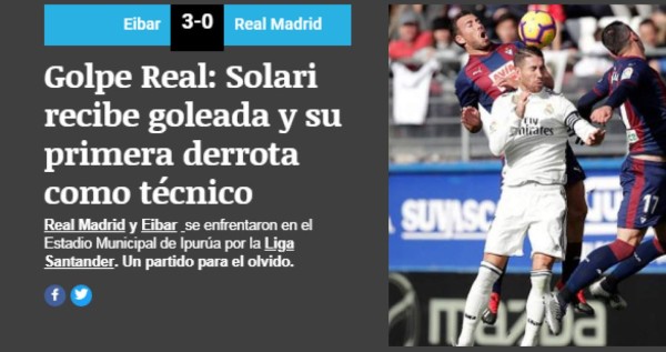 ''Bochorno'', así se come la prensa al Real Madrid tras recibir paliza del Eibar