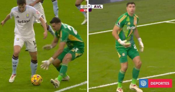 Al Dibu Martínez se le olvidaron las reglas del fútbol en el duelo ante el Chelsea.