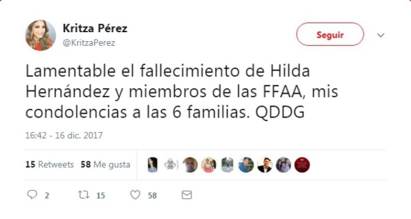 Los personajes que se solidarizan con JOH por la muerte de Hilda Hernández