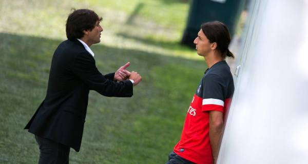 Leonardo y Zlatan Ibrahimovic en una de sus reuniones cuando el sueco militó en París.