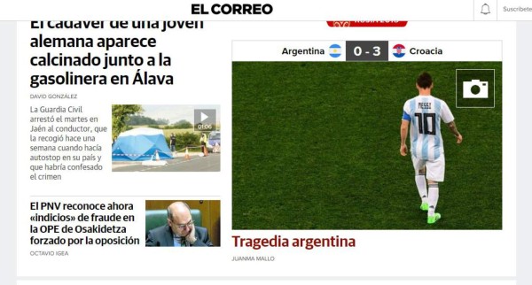 Medio español defiende a Messi tras papelón de Argentina ante Croacia
