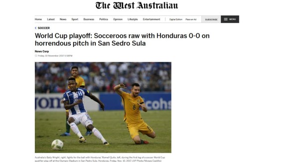 Prensa internacional habla de 'tumba' y 'campo horrendo' sobre el Honduras-Australia